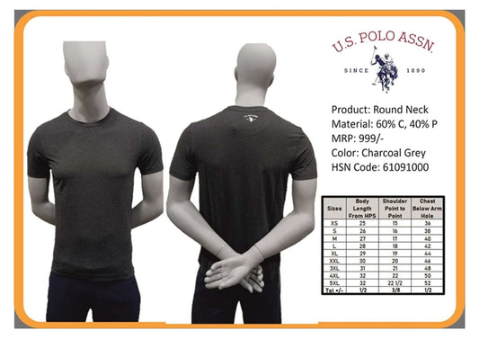 Round Neck  - Charcoal Grey