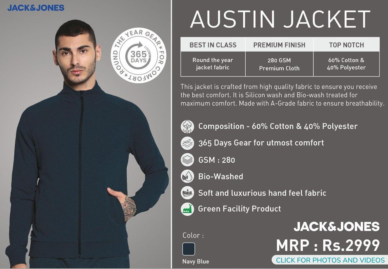 Austin Jacket - Navy Blue