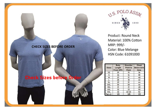 Round Neck  - Blue Melange