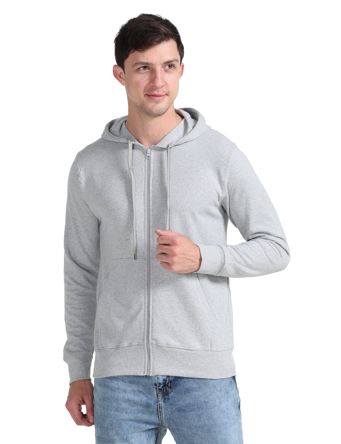 Zipper Hoodie - Grey Melange