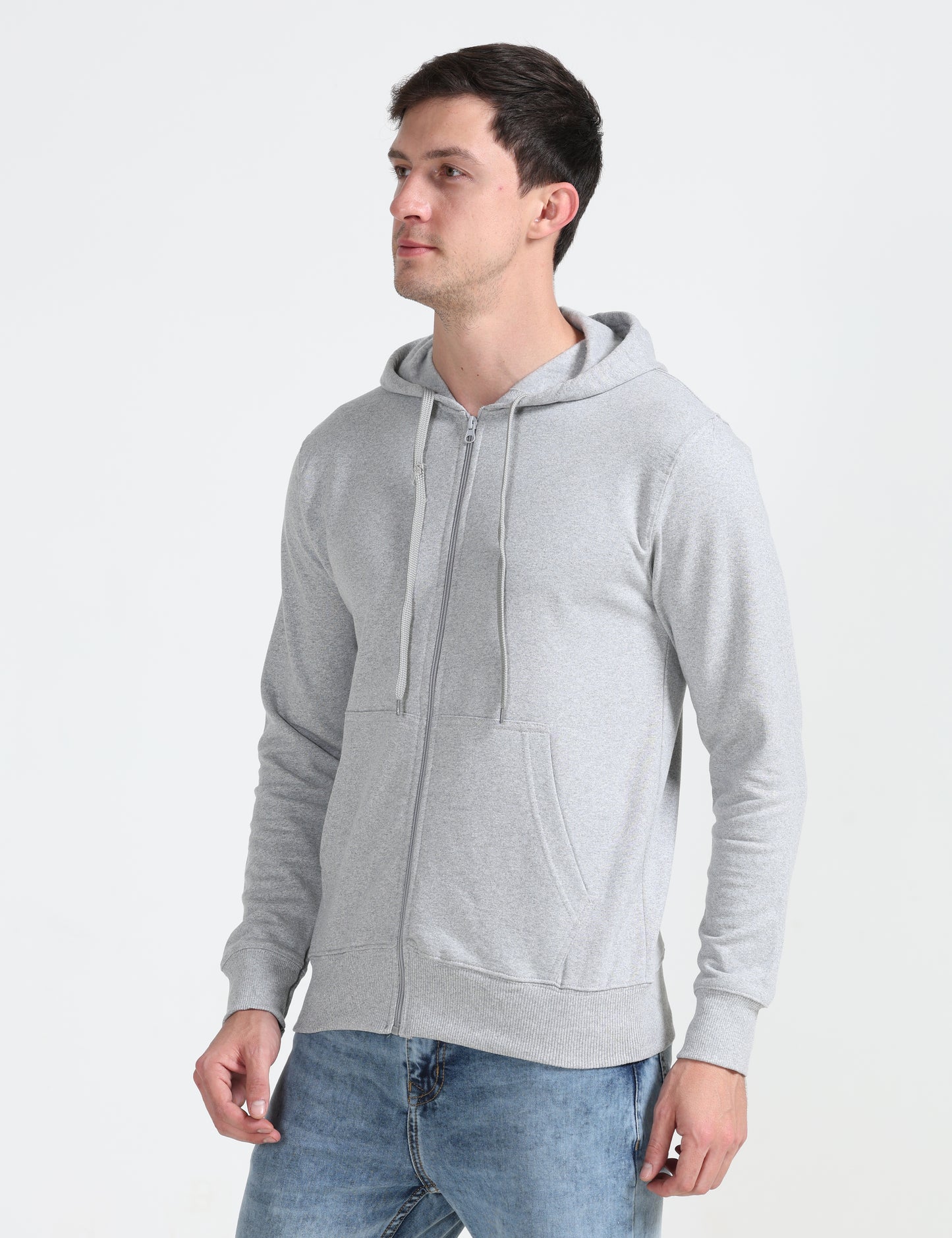 Zipper Hoodie - Grey Melange