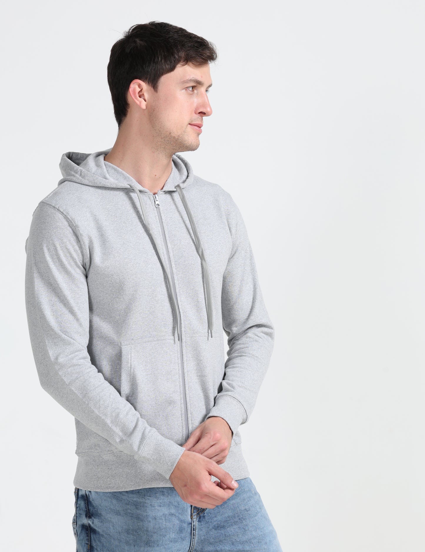 Zipper Hoodie - Grey Melange