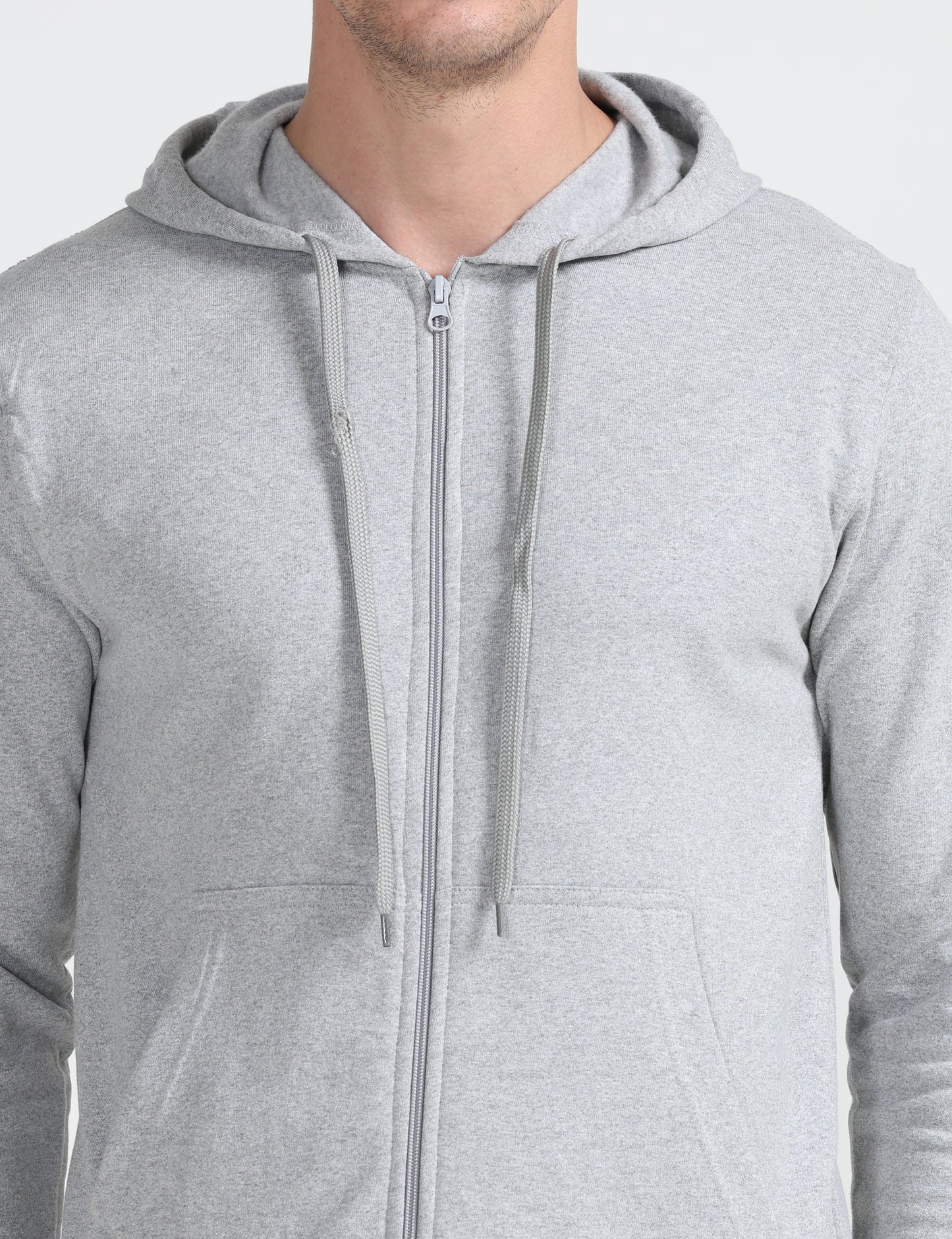 Zipper Hoodie - Grey Melange