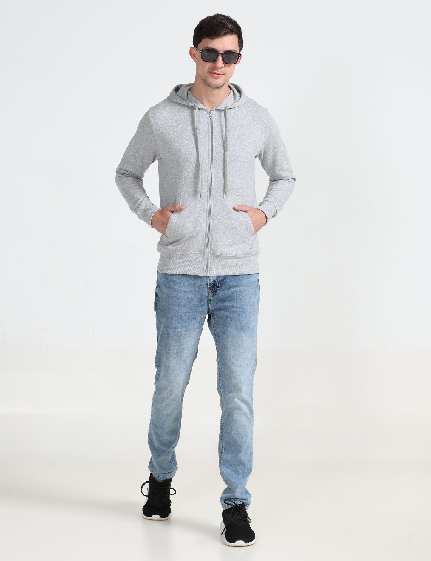 Zipper Hoodie - Grey Melange