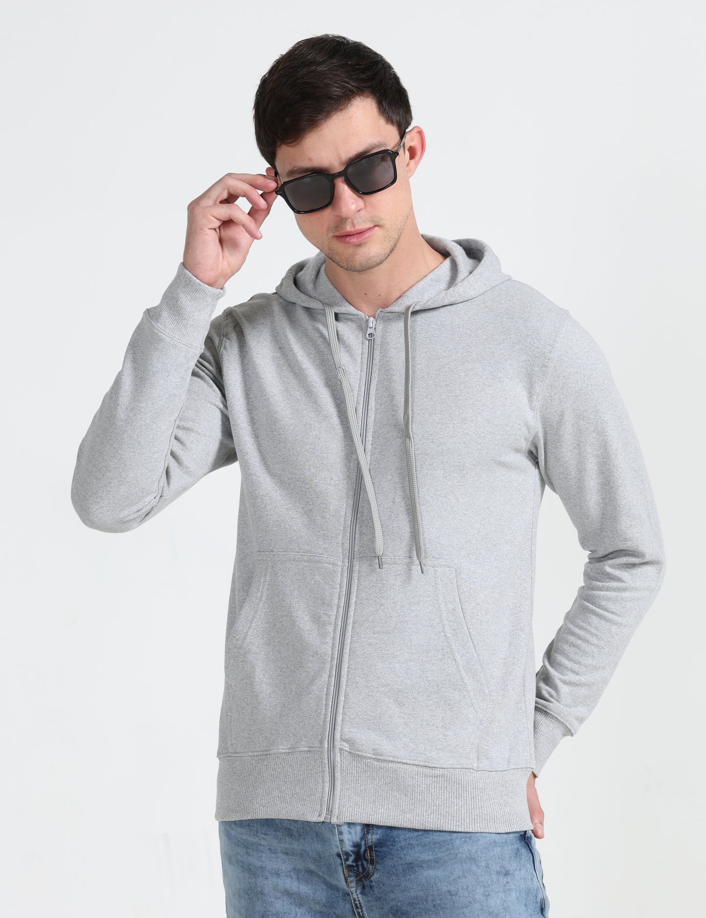Zipper Hoodie - Grey Melange