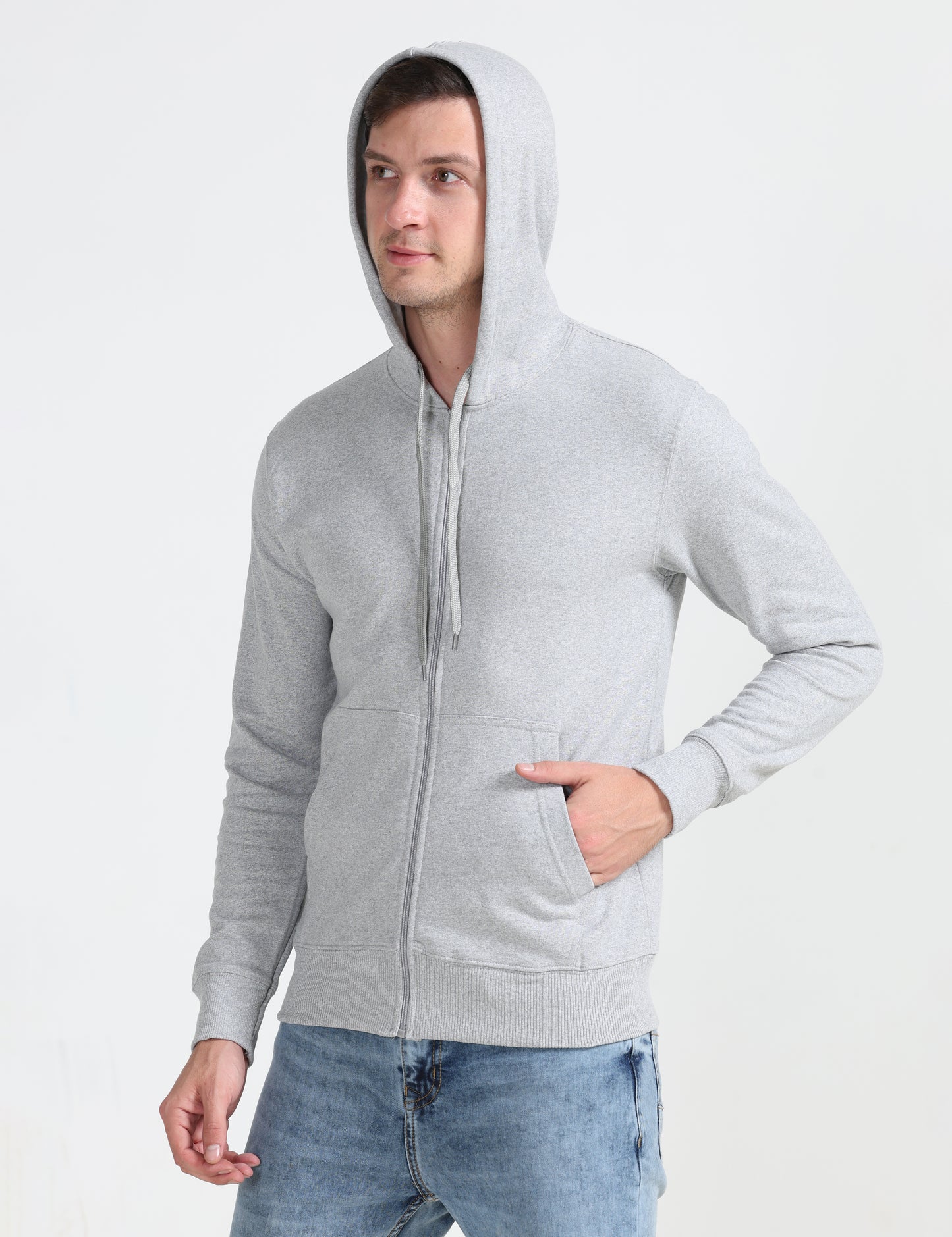 Zipper Hoodie - Grey Melange