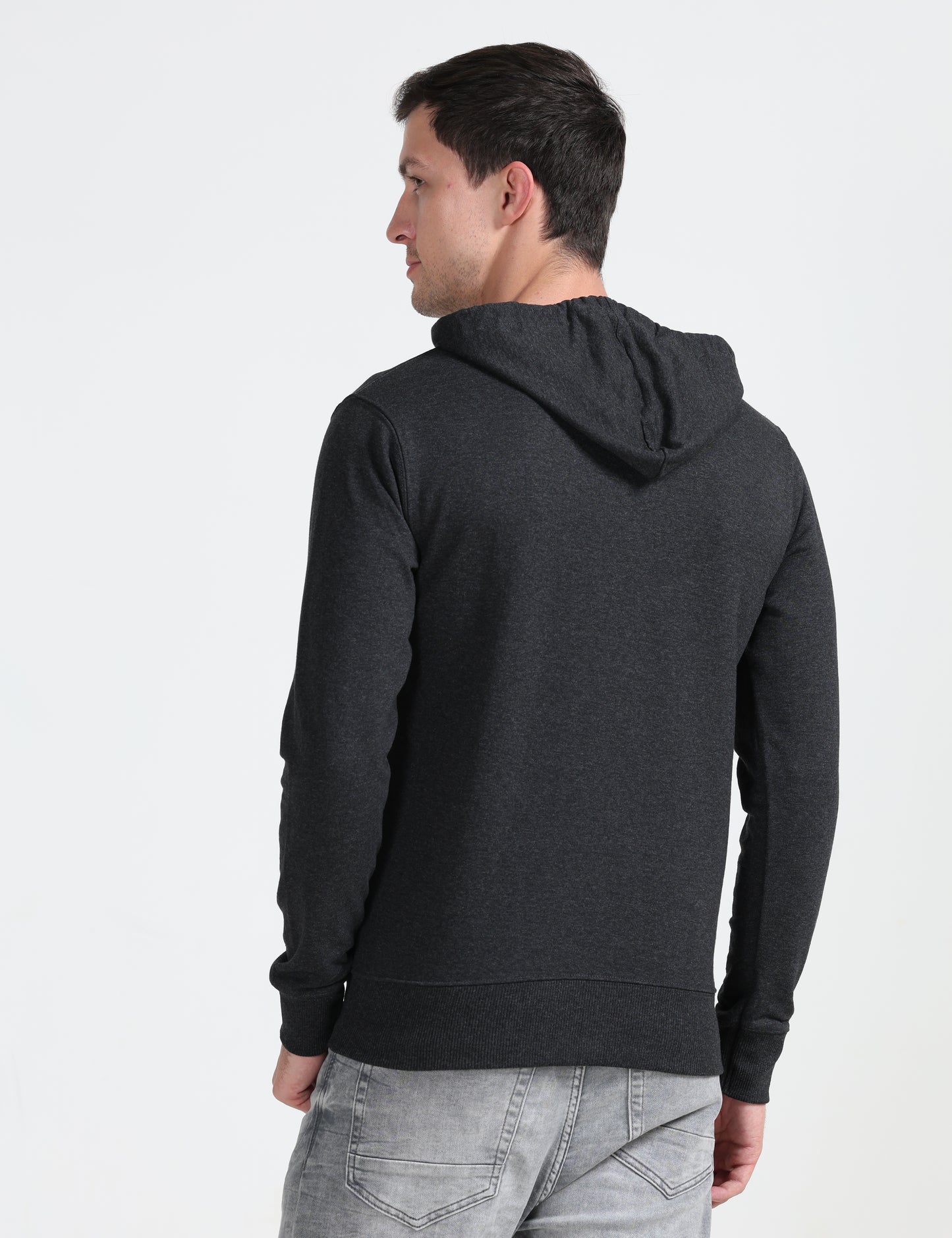 Zipper Hoodie - Black Melange