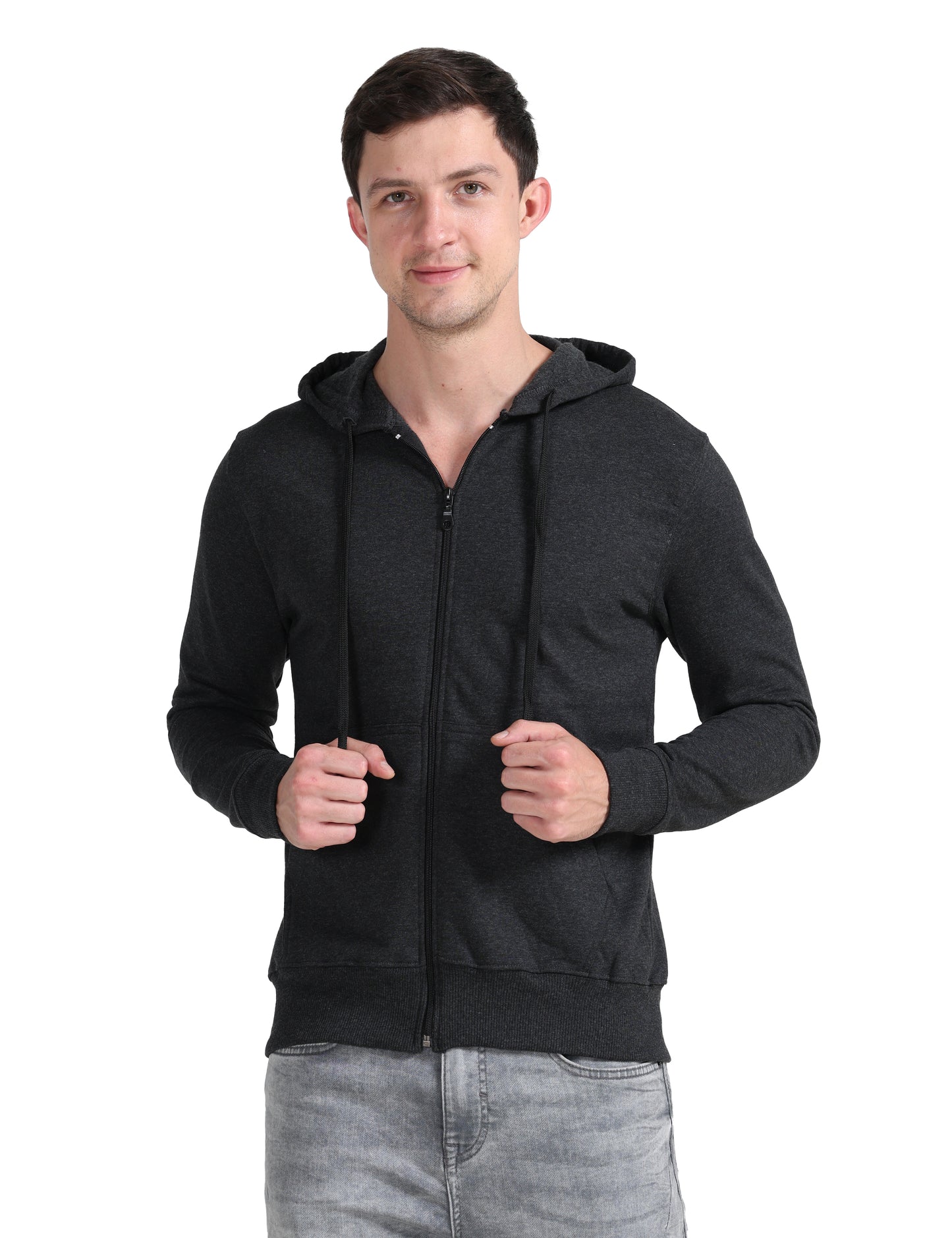 Zipper Hoodie - Black Melange