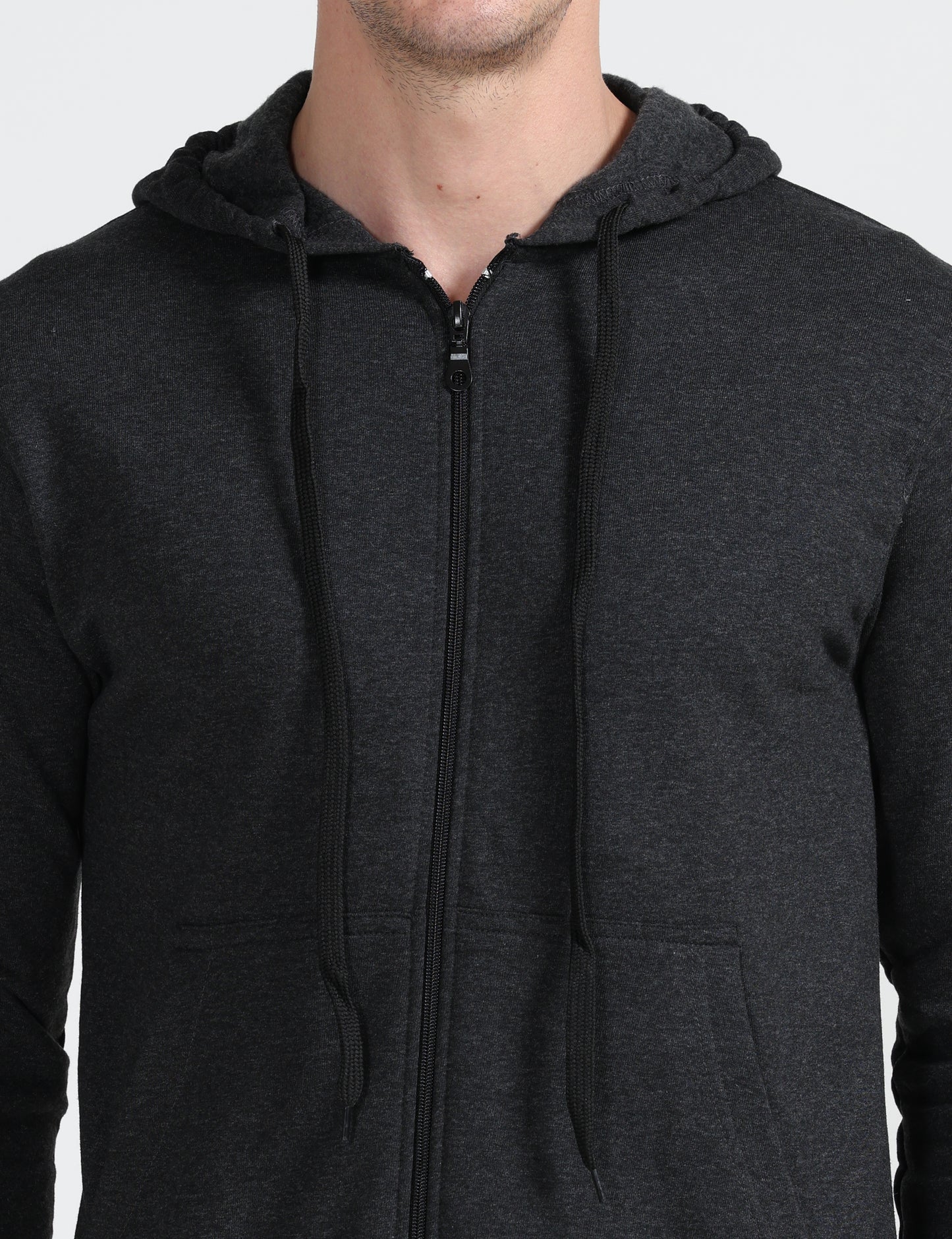 Zipper Hoodie - Black Melange